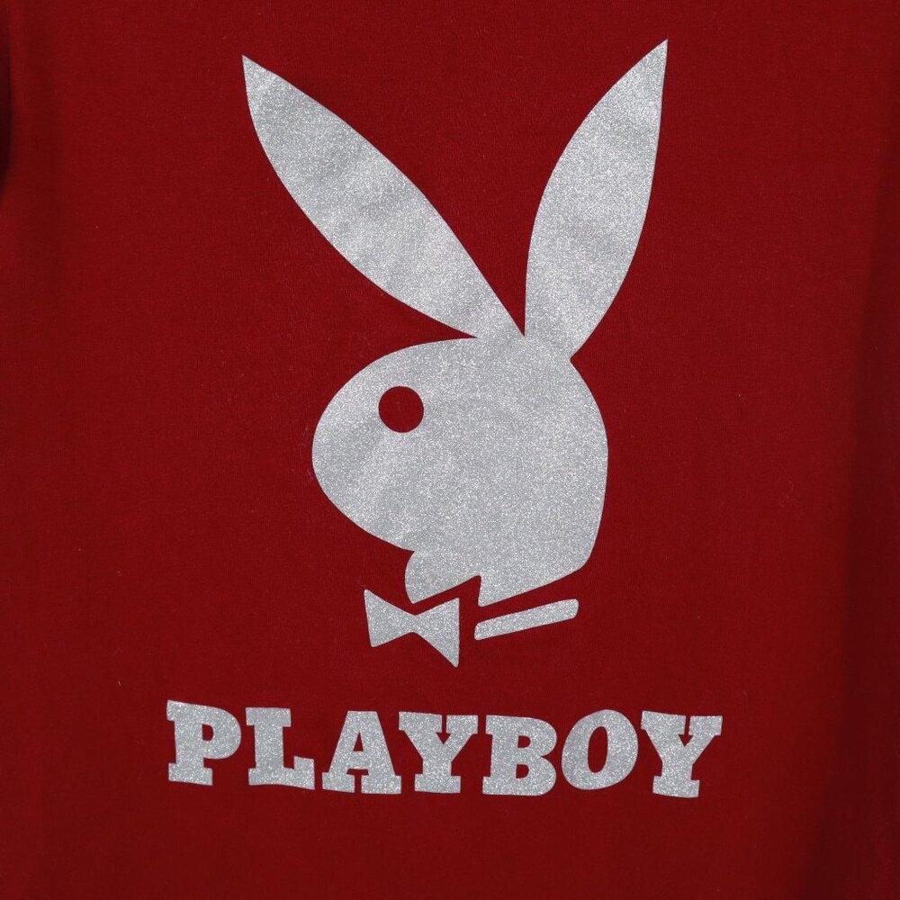 Playboy Glitter‎ Tee Womens S Red Edgy Iconic Statement Casual Trendy Rebellious - Picture 5 of 14